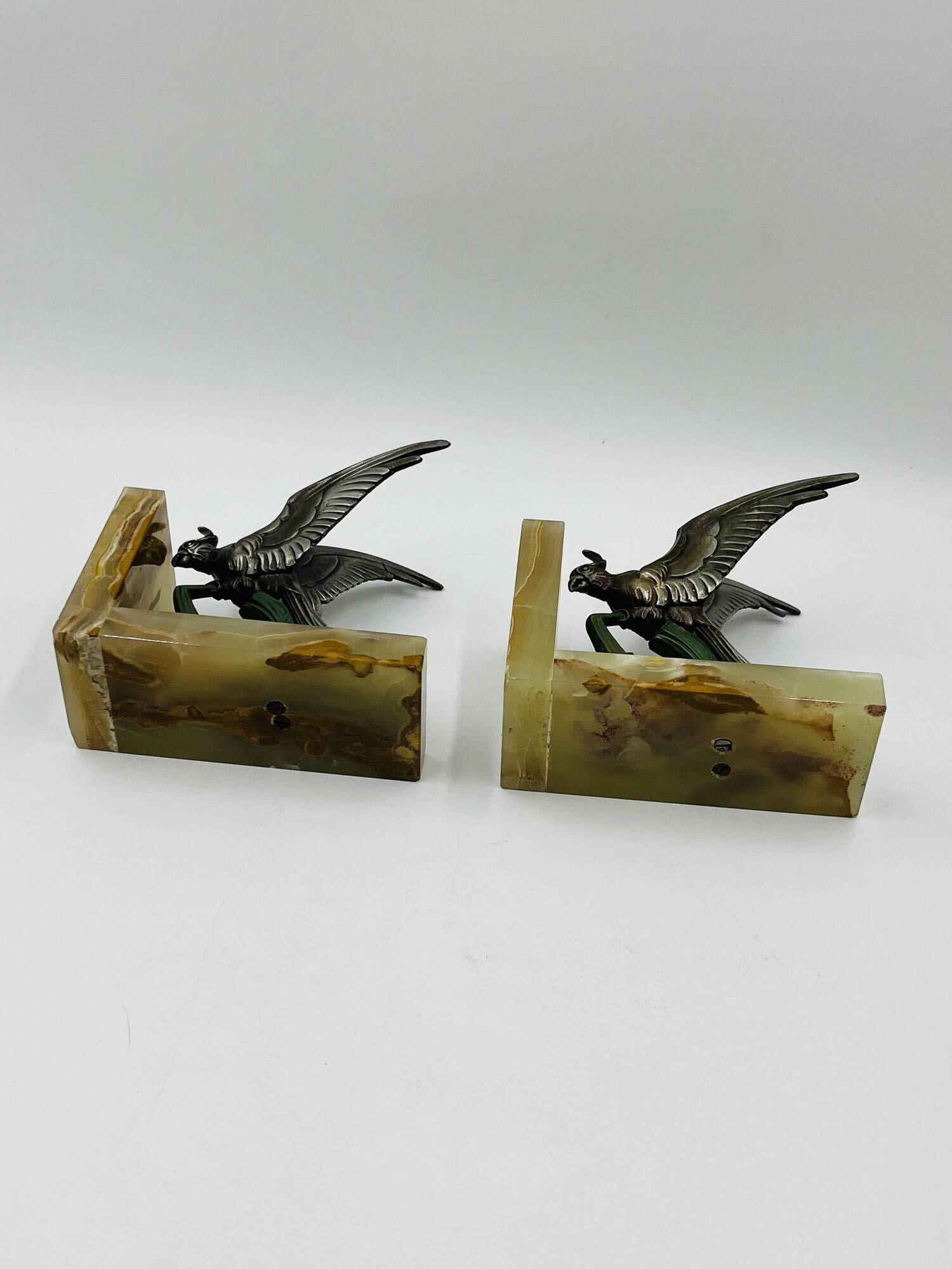 Art Deco Paradise Bird Bookends in Onyx