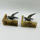 Art Deco Paradise Bird Bookends in Onyx