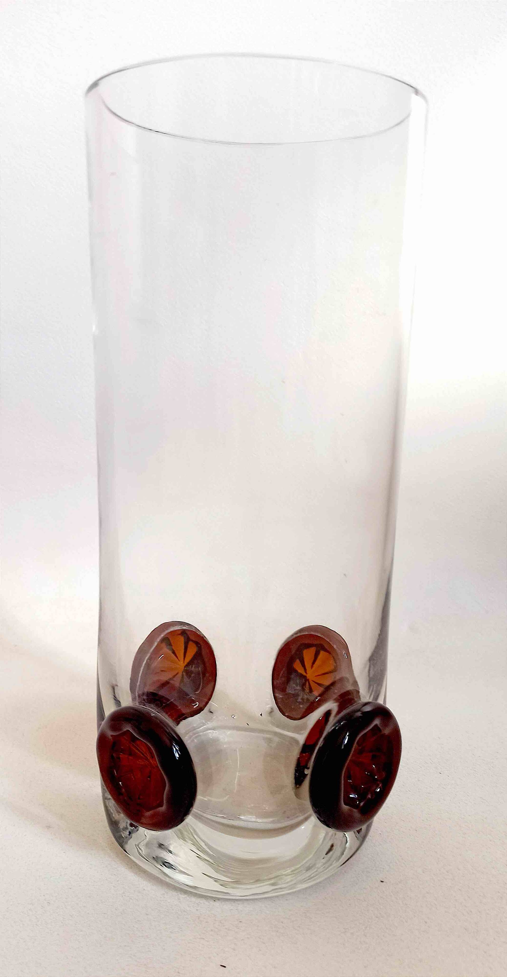 Crystal vase inlaid with button 1970s Height 25 cm