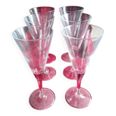 Serie de 6 verres "flûtes" en verre souffle