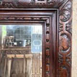 19th century carved solid oak mirror