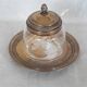 Engraved glass sugar bowl and silver-plated metal