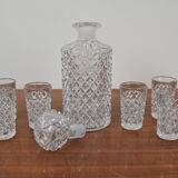 Mid-Century Set of six Glass and Carafe, Bohemia Crystal, 1950´s
