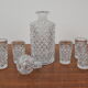 Ensemble de six verres et carafes du milieu du siècle, cristal de Bohême, années 1950
