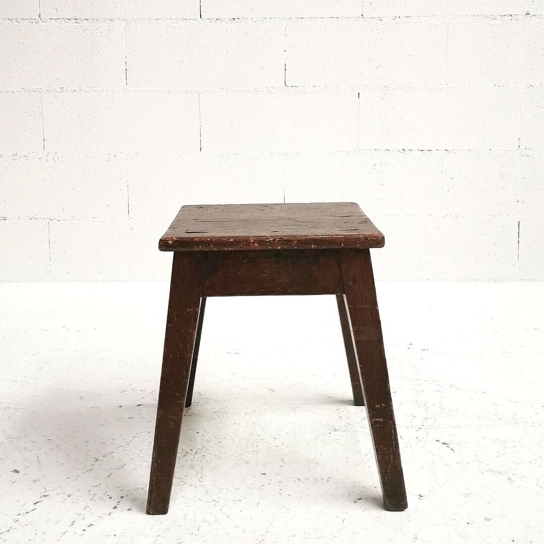 Low pine workshop stool, 1950