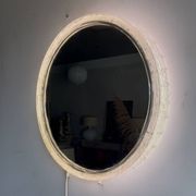 Illuminated mirror ‘iced -glass’ Hillebrand style Mid Century
