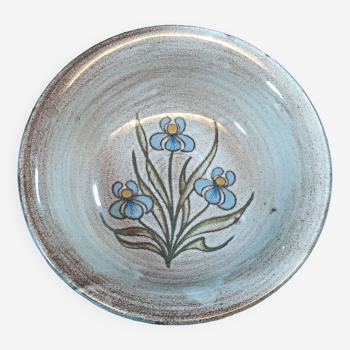 Vintage Stoneware Salad Bowl with Flower Patterns