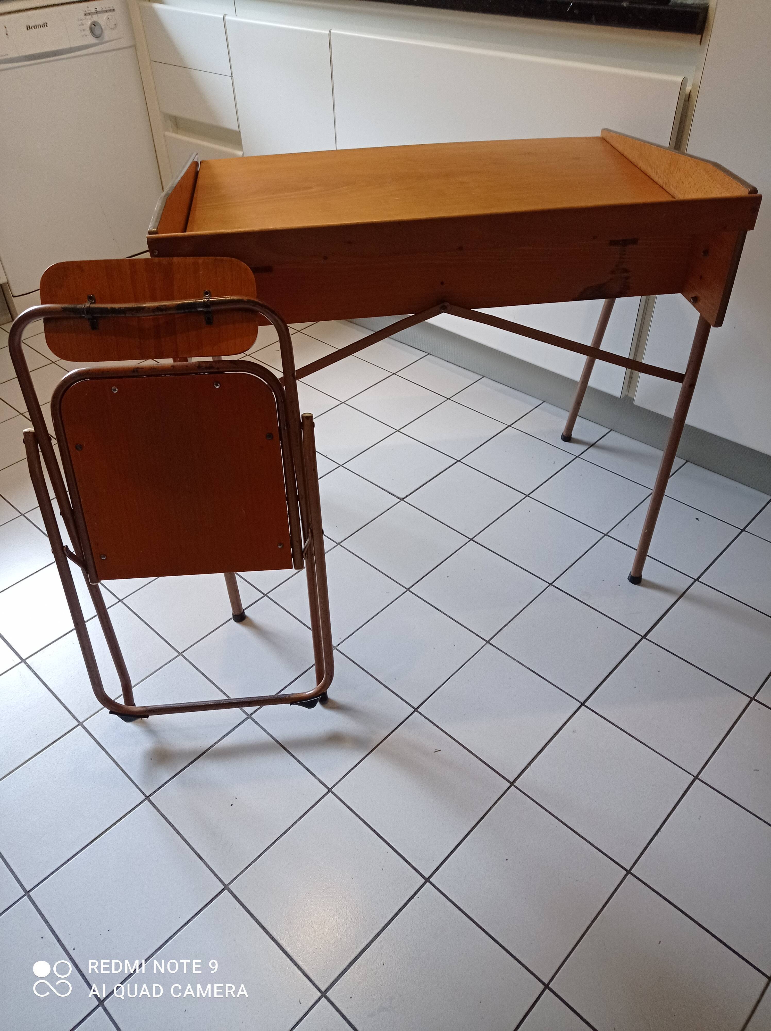 Bureau et chaise enfant vintage design lallemand