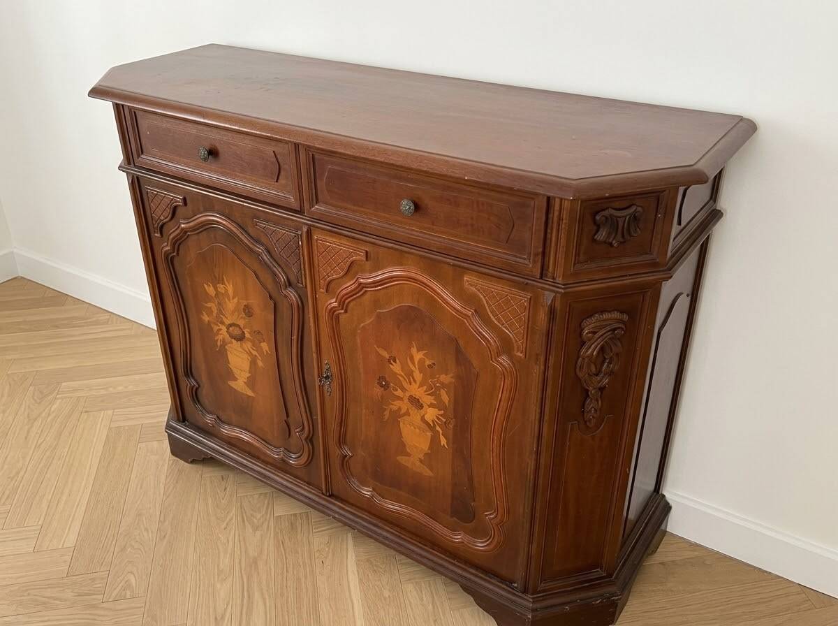 Antique Louis XVI buffet in solid wood and marquetry.