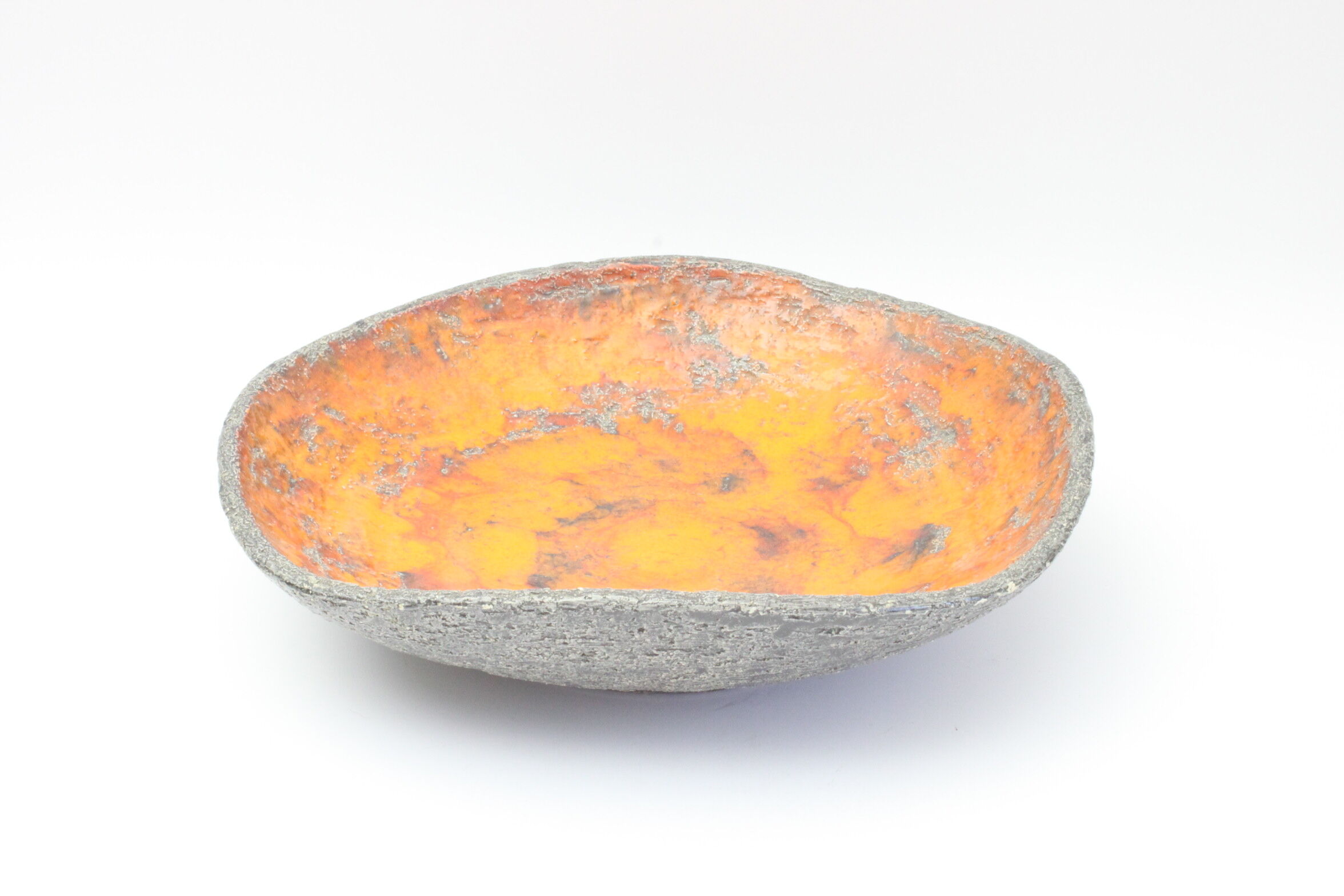 Orange lava glaze vide-poche or centrepiece bowl by Jan van Erp, the netherlands 1960s