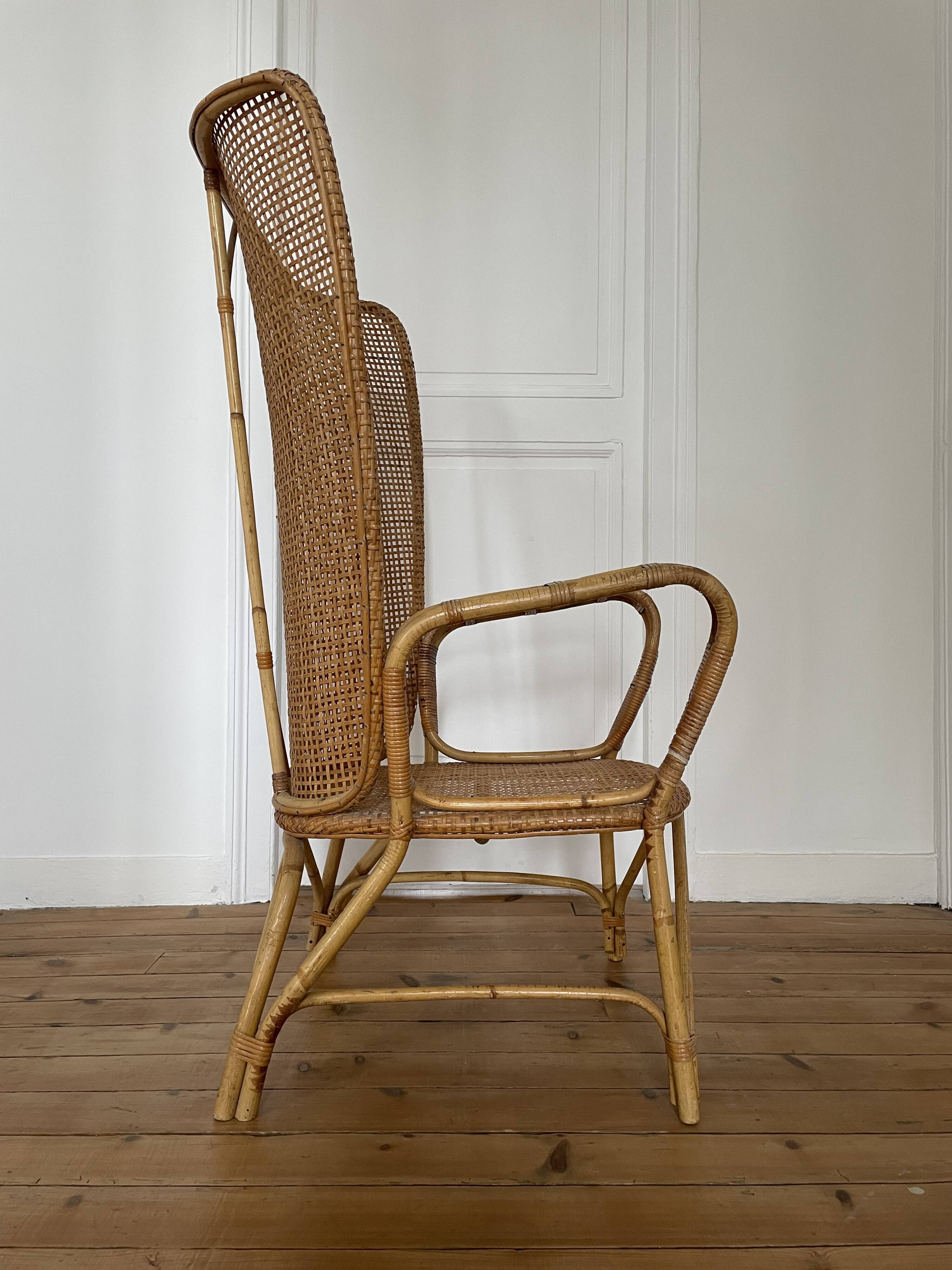 Vintage rattan and canning armchair
