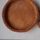 Wicker and wood tray
