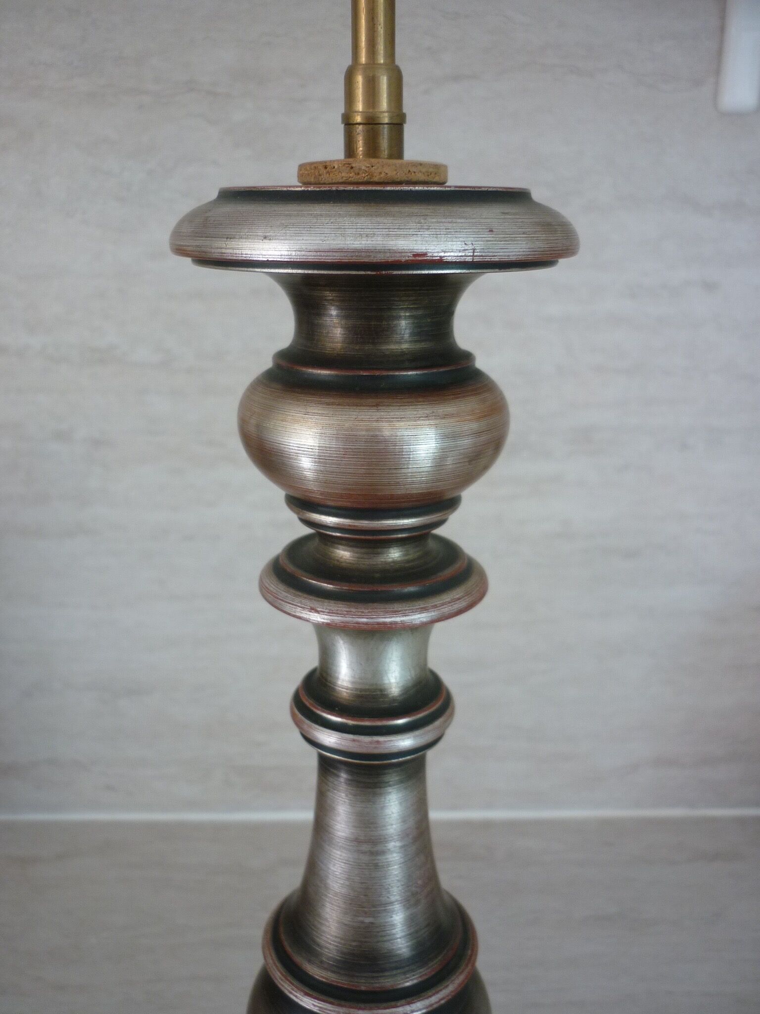 Old turned wooden lamp foot