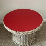Vintage side table in rattan and formica