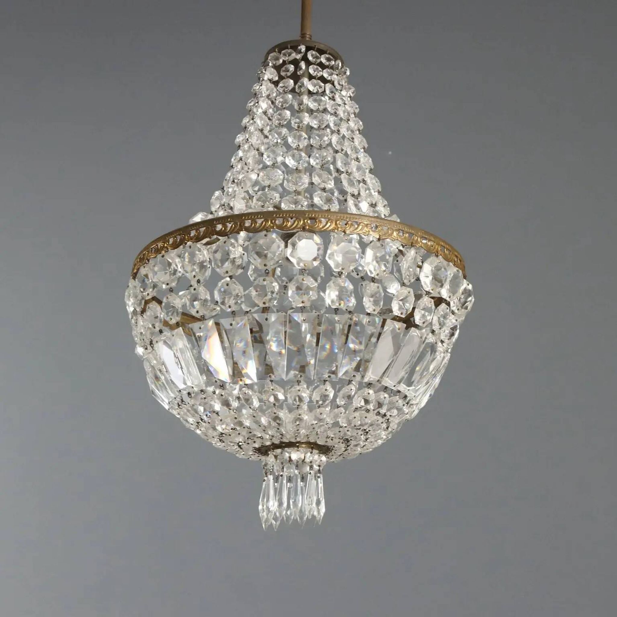 Antique metal and glass chandelier, Italy, 19th century