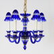 1940s Blue All Glass Chandelier, Czechoslovakia