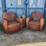 Pair of vintage club armchairs