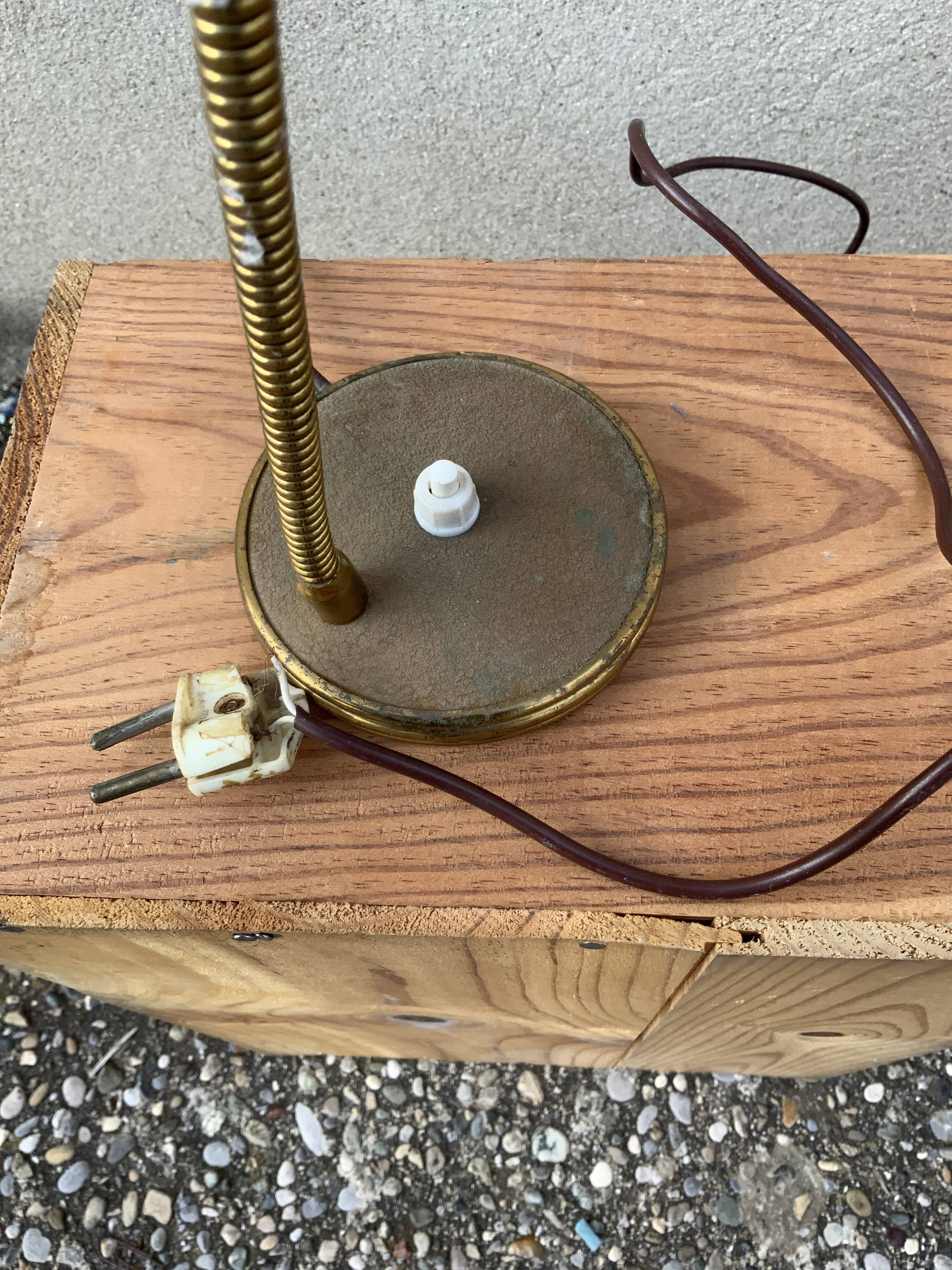 Antique desk lamp in gold metal Aluminor France vintage