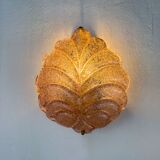Pink frosted Murano leaf wall sconce, Italy, 1970s
