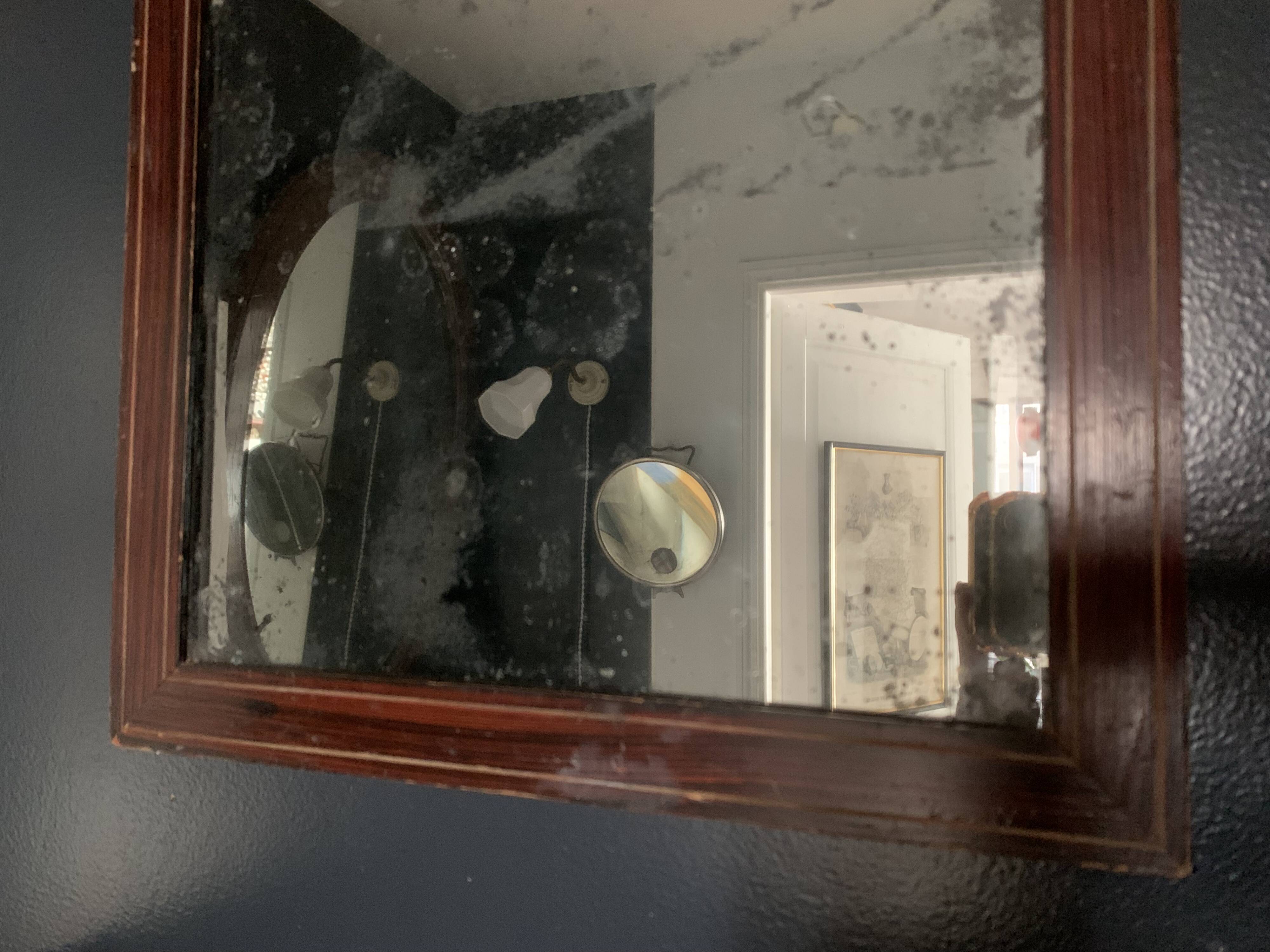 Antique mercury mirror in wood, late 19th century