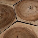 Set of 5 hexagonal stools in two-tone suar forming occasional furniture