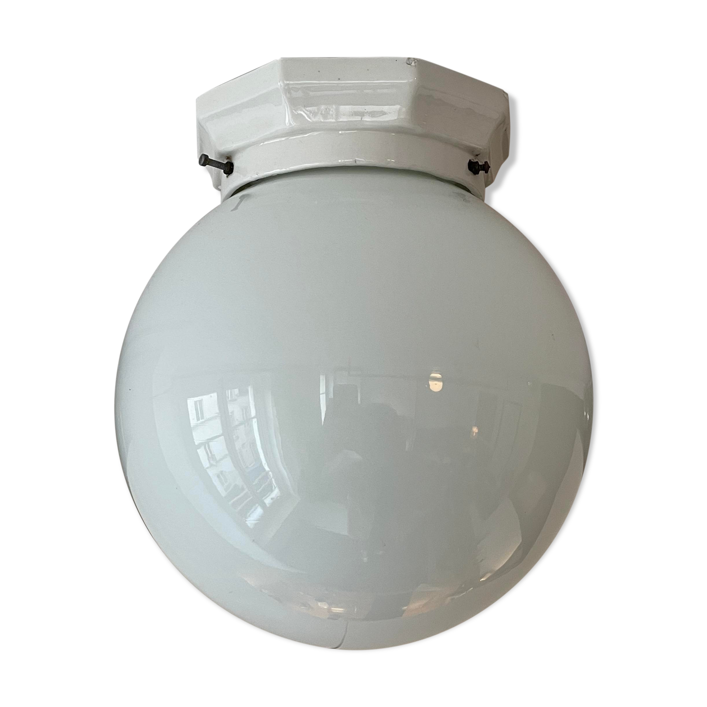 Vintage porcelain and opaline ceiling lamp Art Deco