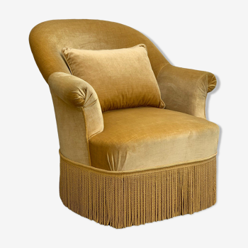 Golden velvet toad armchair