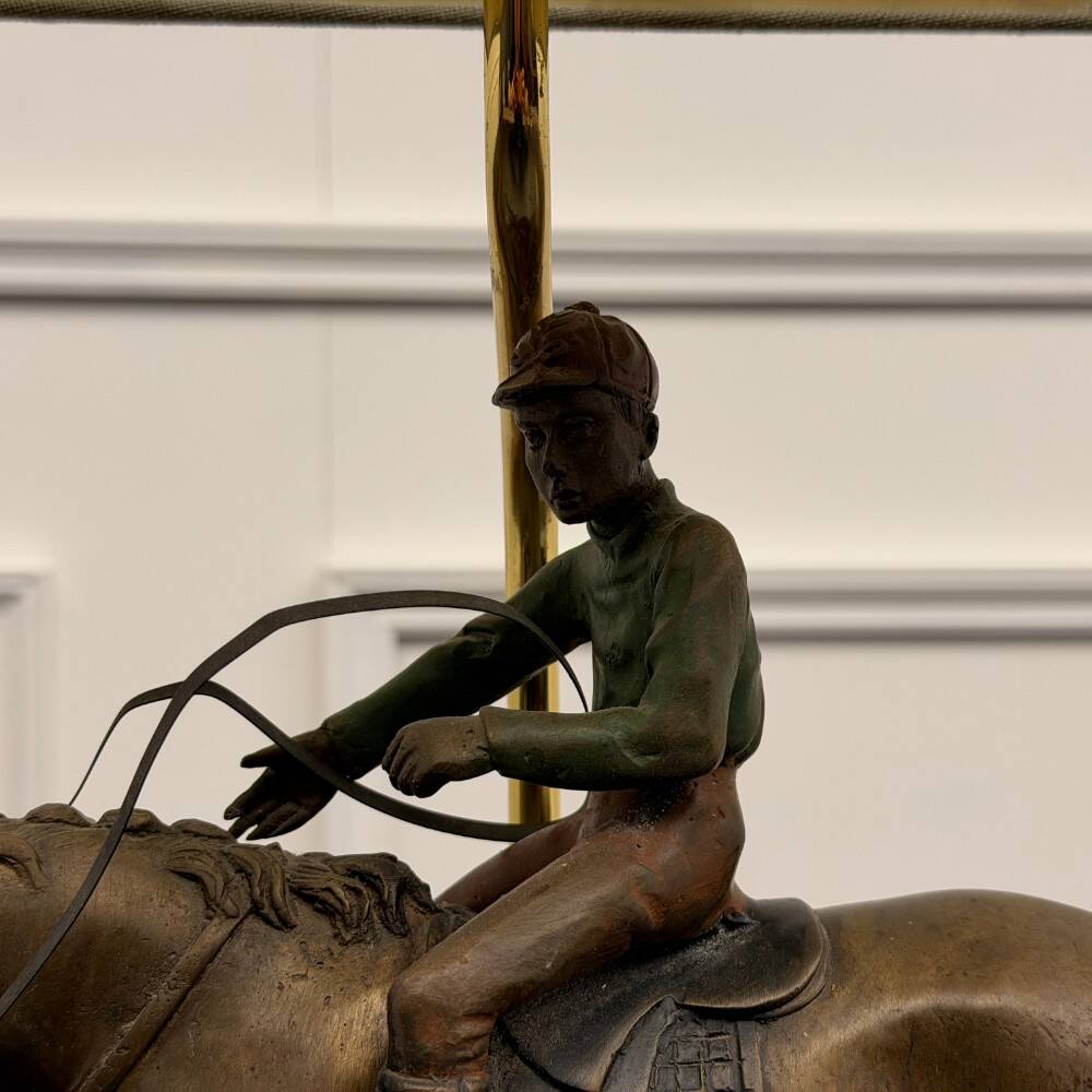 Classic English Bronze Horseman Table Lamp
