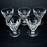 Set of 5 talleyrand liqueur glasses in baccarat crystal 6cm flat ribs harcourt
