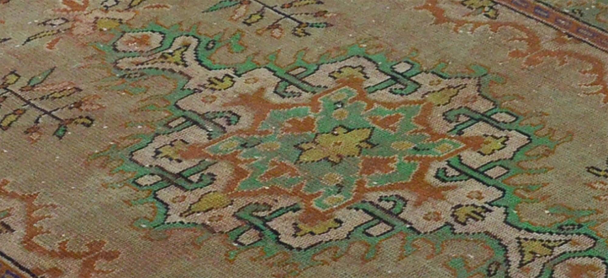 One-of-a-kind turkish handwoven vintage rug - rustic vintage charm 304x 186