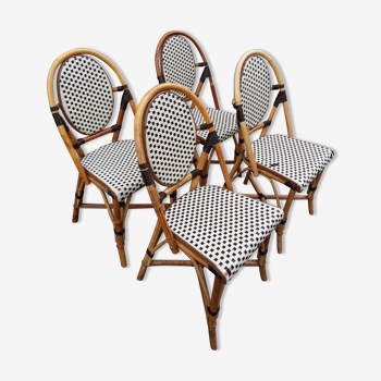 Série de 4 chaises parisiennes en rotin