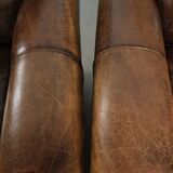 Set of two sheepskin Art Deco design armchairs with beautiful patina