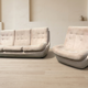 Atlantis seating set space age upholstered sofa & lounge chair by Jitona, 1970s Czechoslovakia
