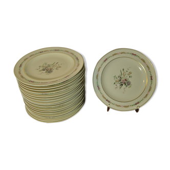 Set de 18 assiettes en porcelaine de Limoges France par Théodore Haviland décor Solange Patry Bié