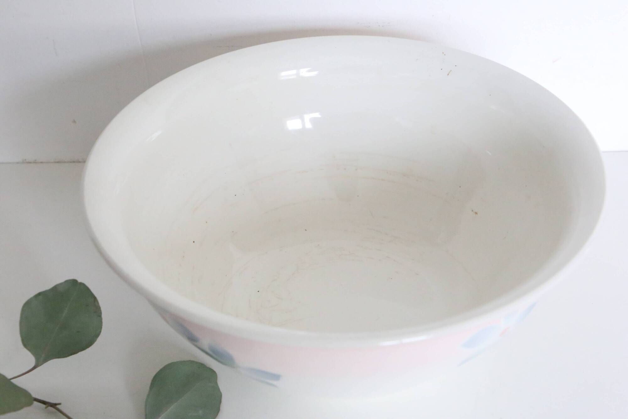 Antique ceramic salad bowl, moulin des loups, 1980, french manufacture