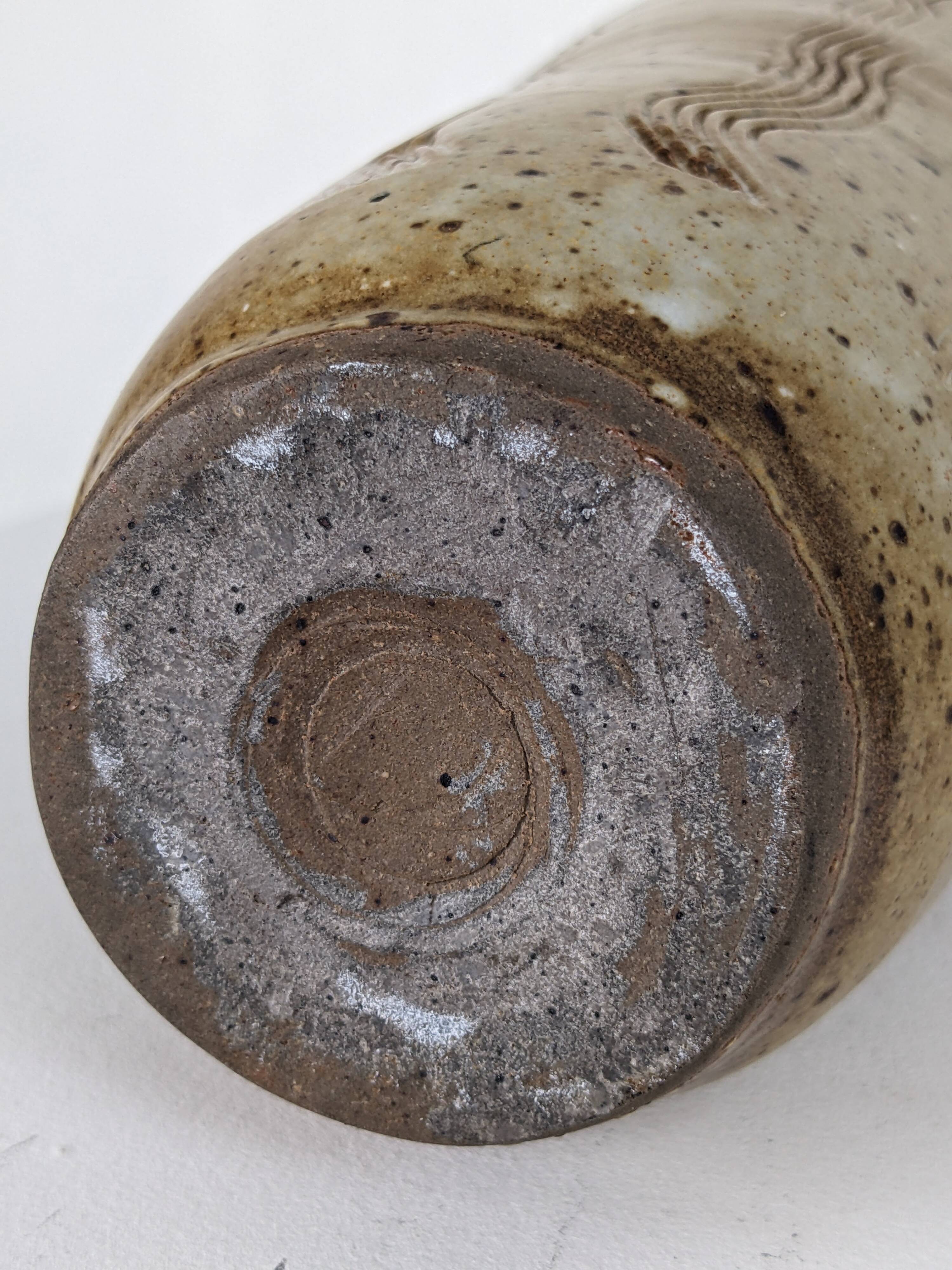 Pyrite stoneware vase with scarified wave decoration - 1970s