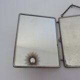 Triptych barber mirror with chain with clasp 1930s 40s