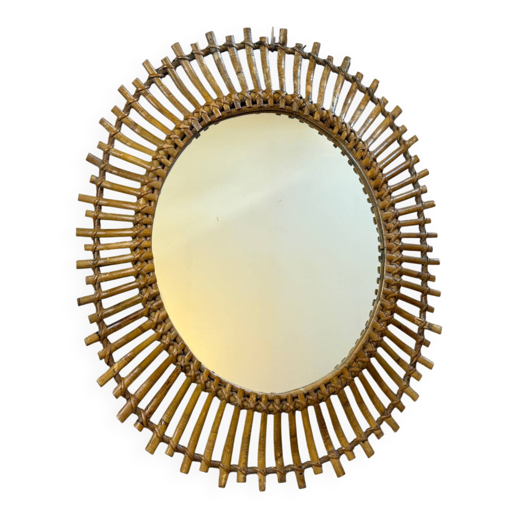 Vintage rattan mirror from the 1950s France