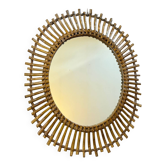 Vintage rattan mirror from the 1950s France
