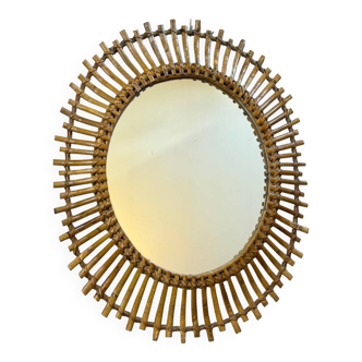 Vintage rattan mirror from the 1950s France