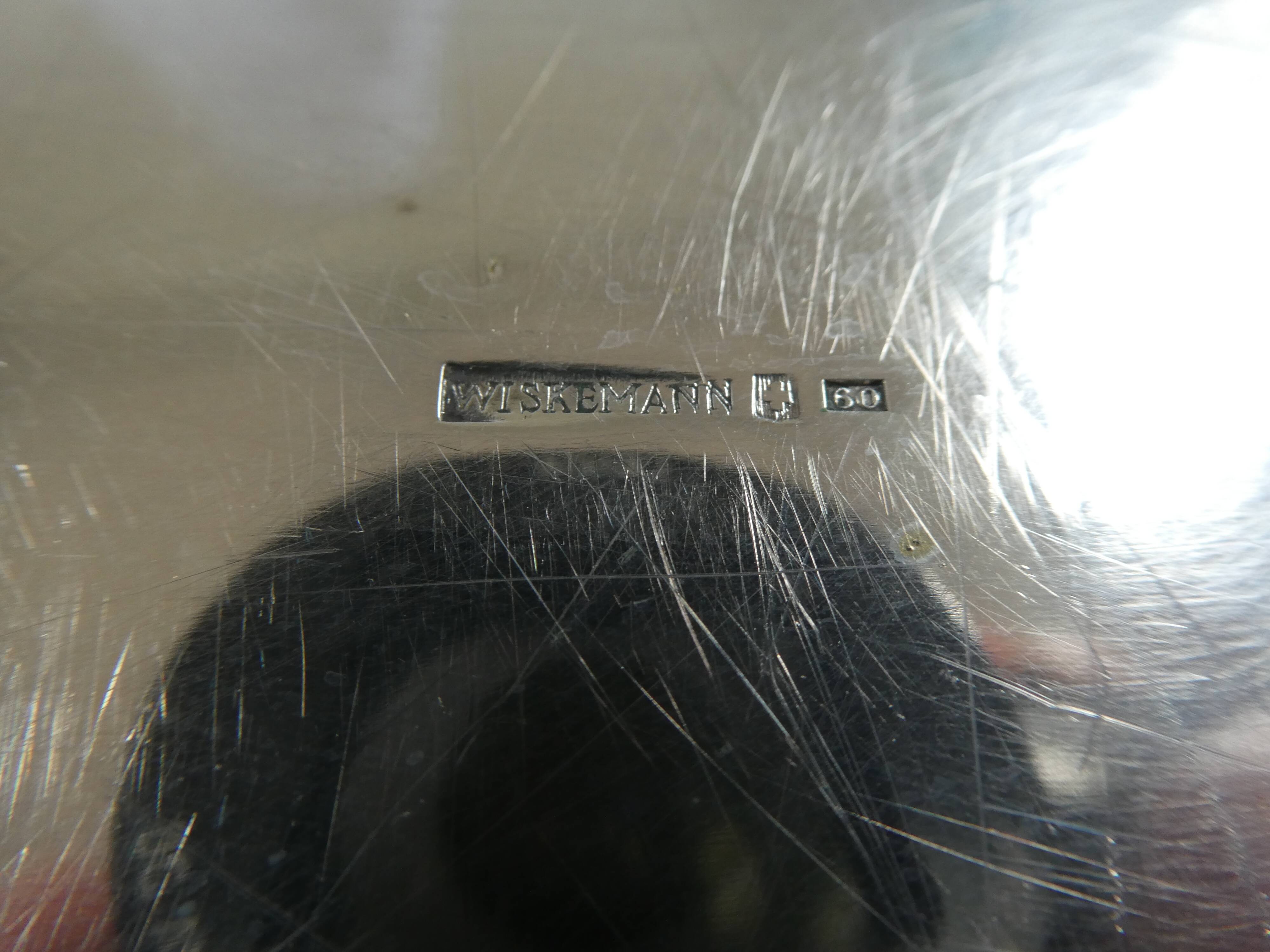 Large rectangular silver metal tray with handles Maison Wiskemann