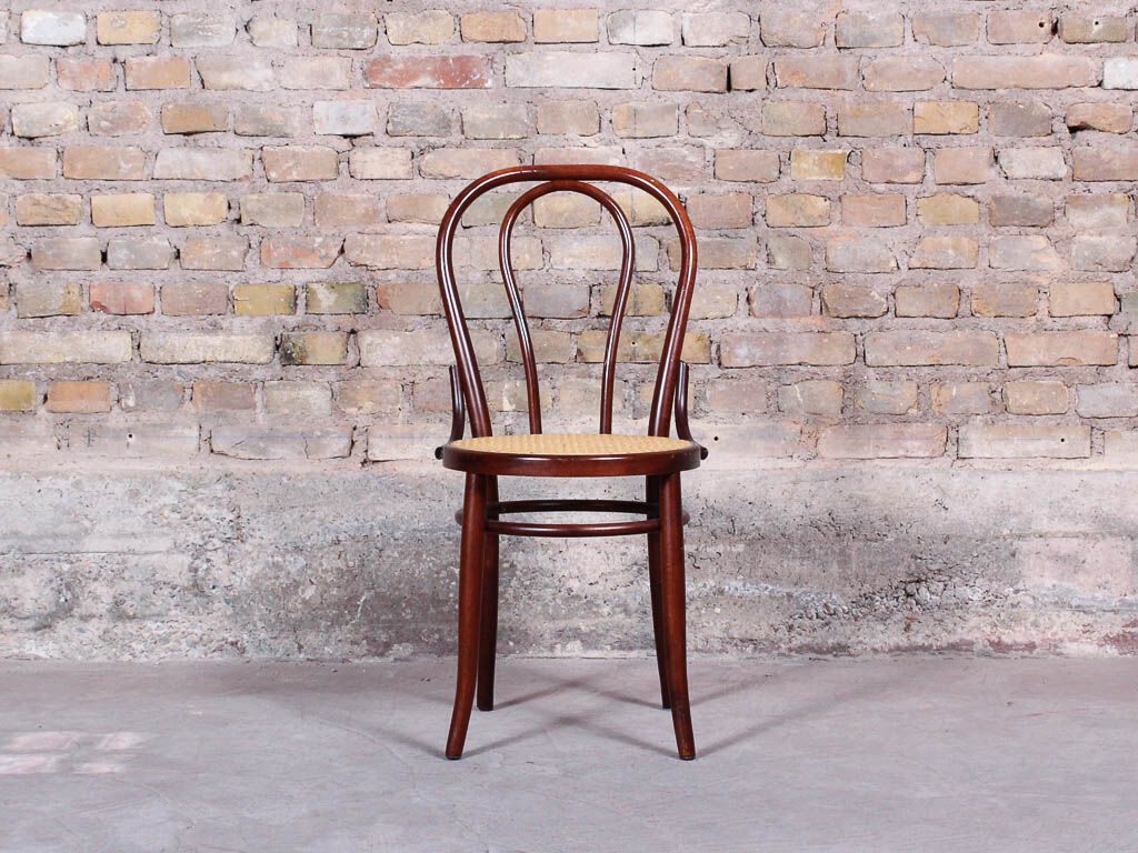 Curved wooden chair and tuna-