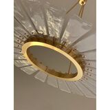 Contemporary Venied-White "Marguerite" Murano Style Glass Gold Chandelier
