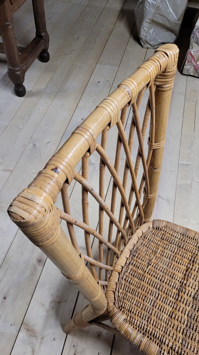 Vintage rattan office chair - 1950s