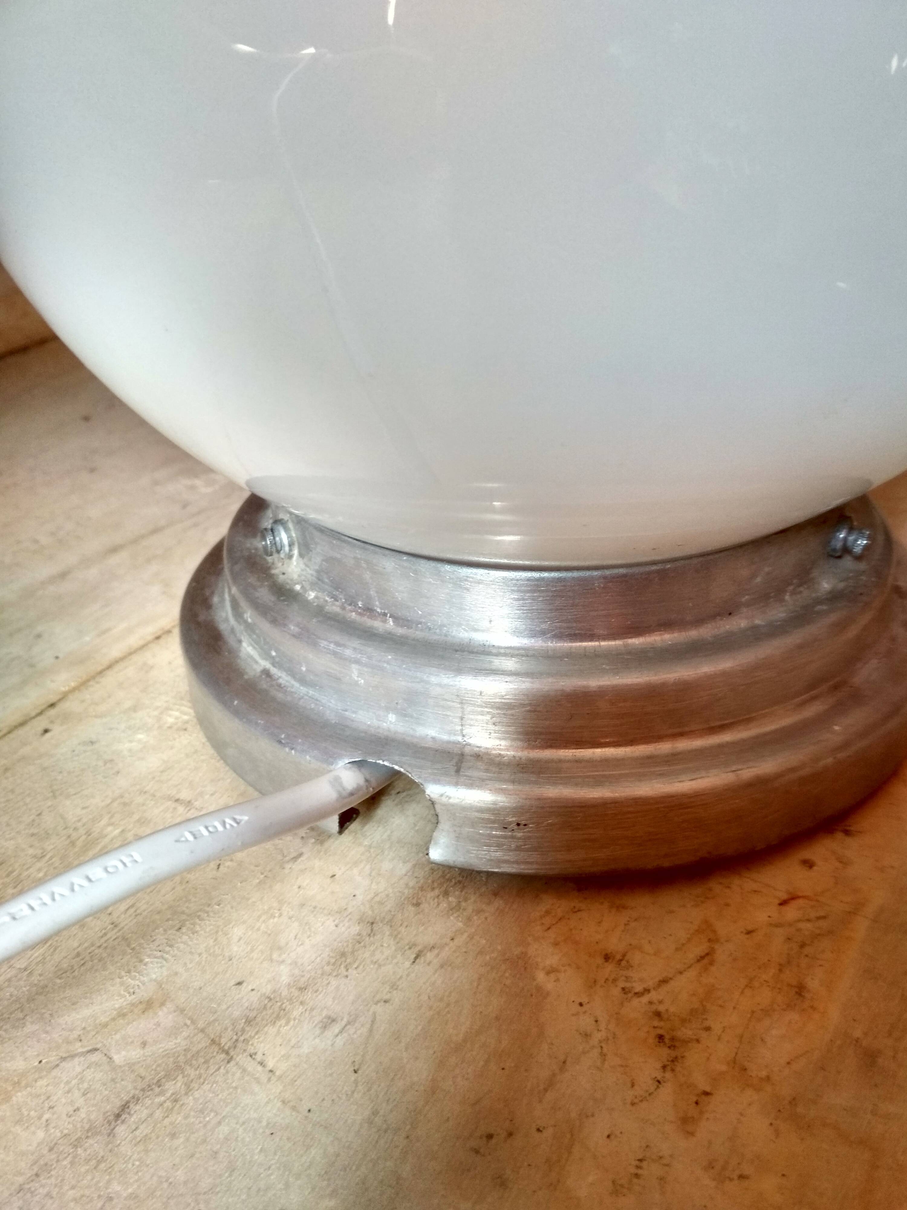 Old ceiling of 40's, white opaline globe, ceiling light