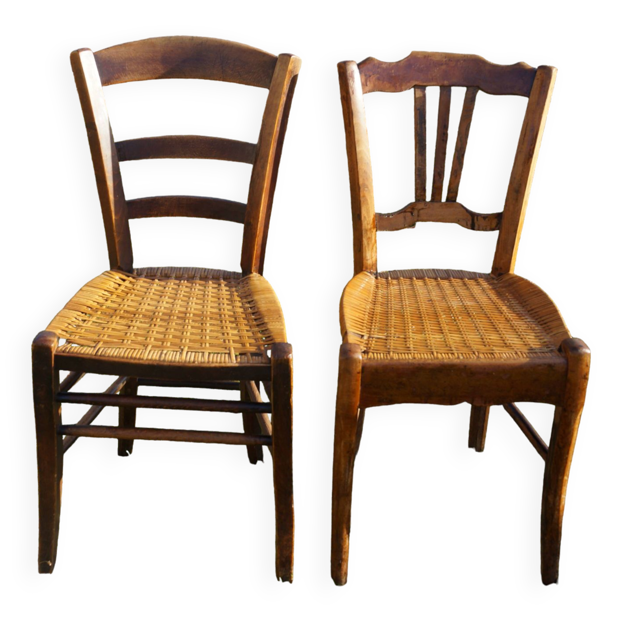 2 straw bistro chairs