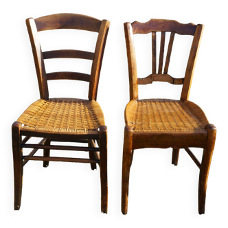 2 chaises bistrot en paille