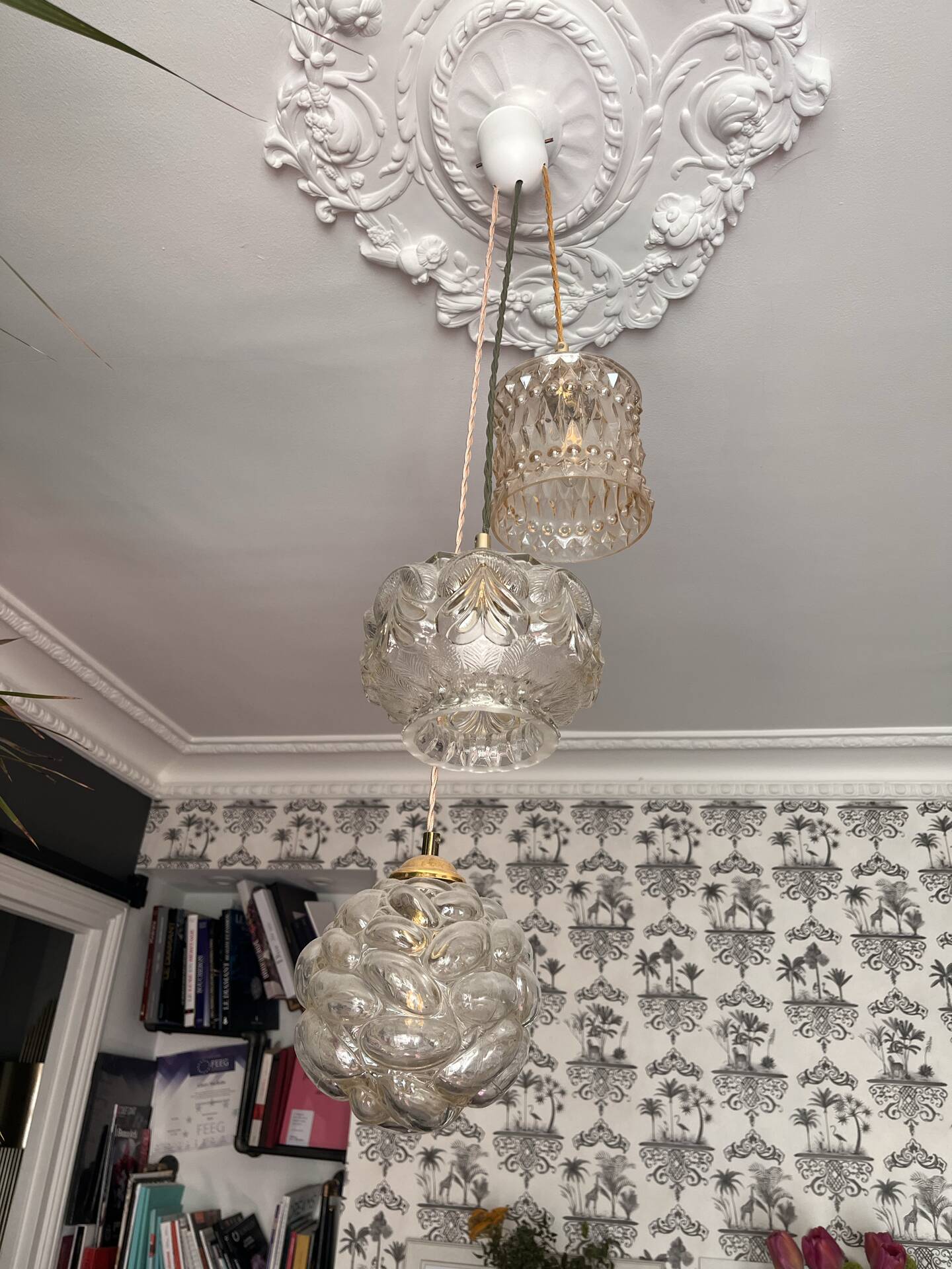 Lot 3 lampes baladeuses vintage verre soufflé