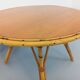 Round coffee table in vintage rattan and wood from the 1960s.