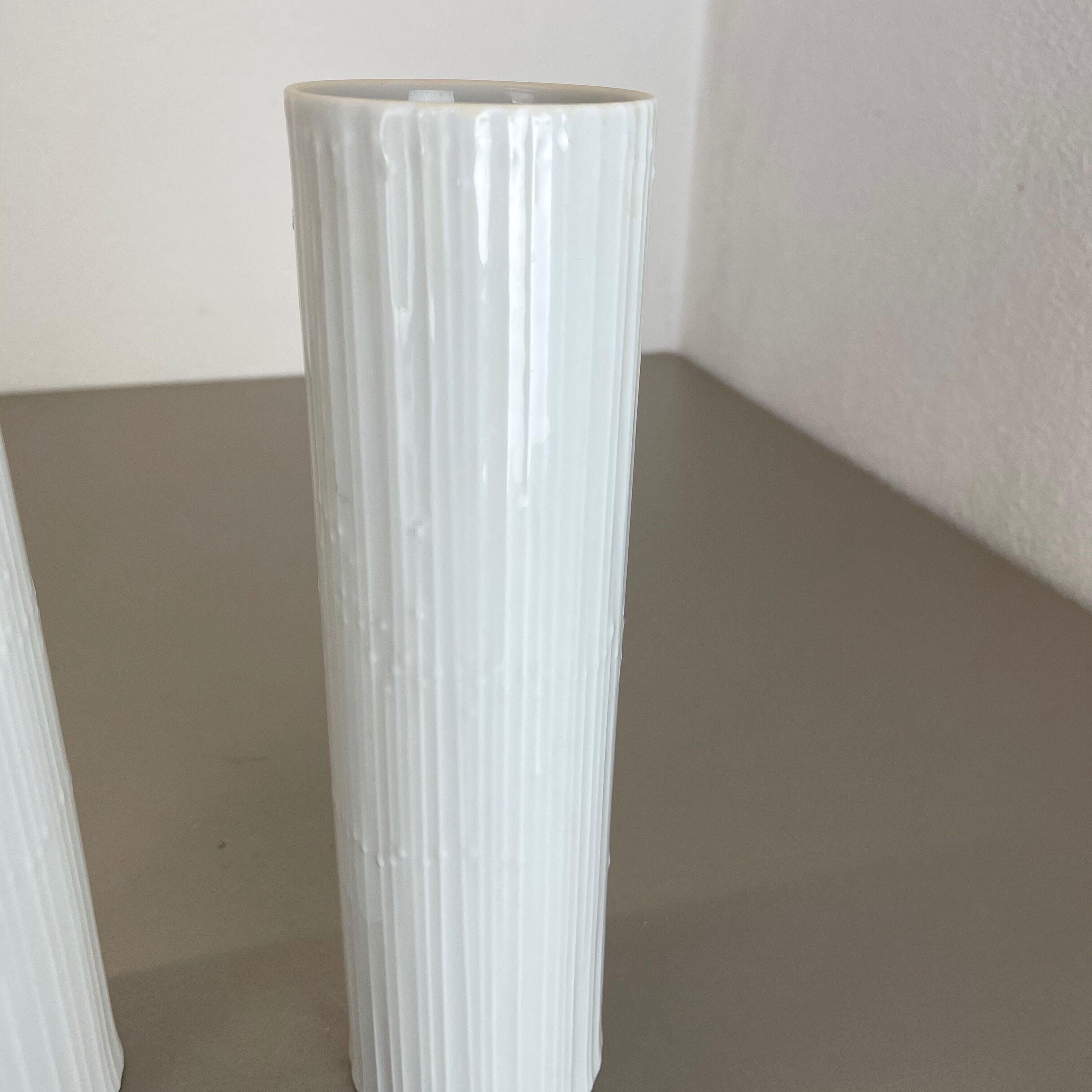 Set of 2 Abstract Op Art Vase Tapio Wirkkala Rosenthal Studio Line Germany 1980s